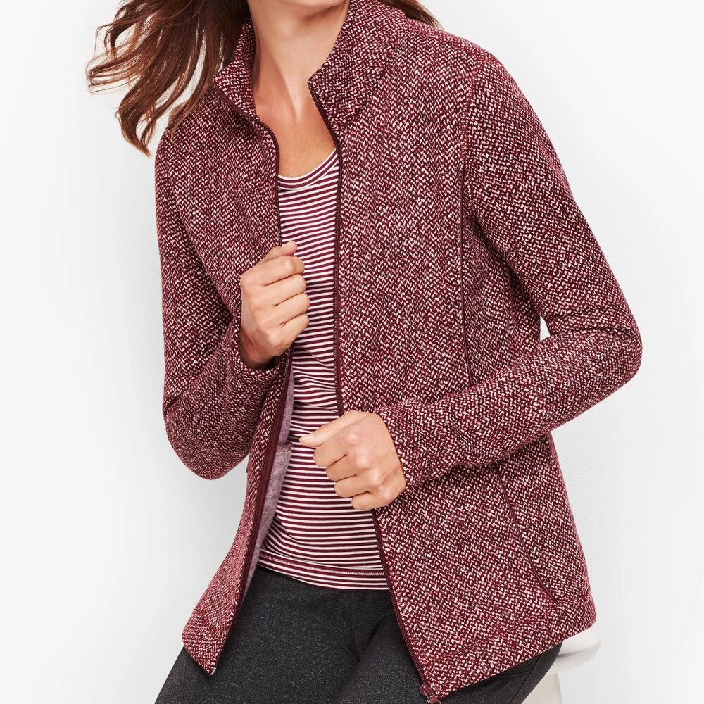 T by Talbots Knit Herringbone Jacket, Size S, EUC